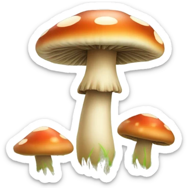 Mushroom in a pretty grass field with butterflies  sticker