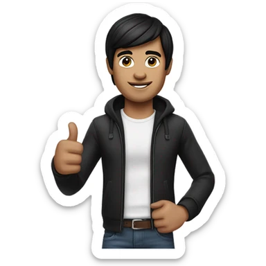 memoji of a black-haired man with white skin, about 25 year old , giving a thumbs up sticker