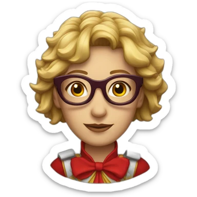 Leona mayor, con lentes Rojos y redondos alegre sticker