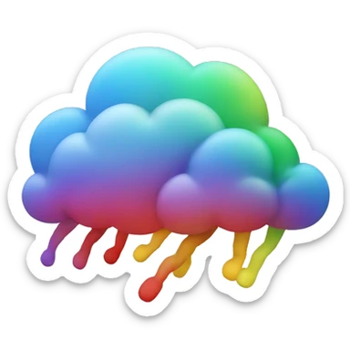 colorful cloud with legs running. Should only have green, yellow, blue, and red colors. sticker