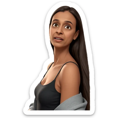 girl with long brown hair sticker