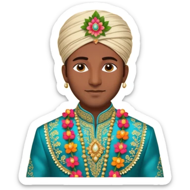 indian groom holding garland sticker