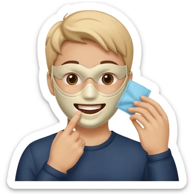 this face 😔 taking a mask off of this face 😁 sticker