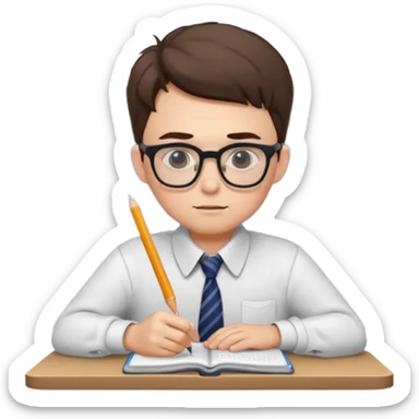 Nerd doing homework sticker