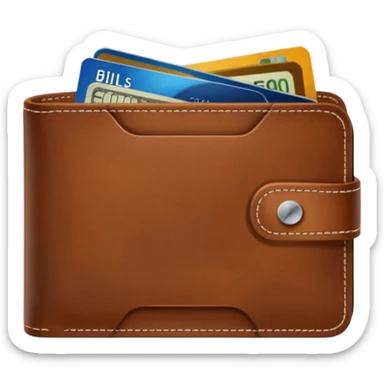 portefeuille marron avec quelques billets et carte bancaire sticker