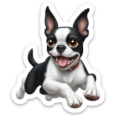 Boston terrier playing in the snow sticker