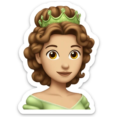 Princess with brown hair kissig frog sticker