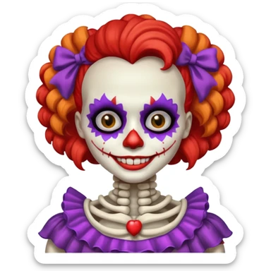 cute skeleton woman clown with makeup sticker