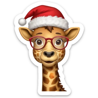 Giraffe santa cap and glasses 
 sticker