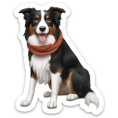 marron scarf, Border collie  sticker