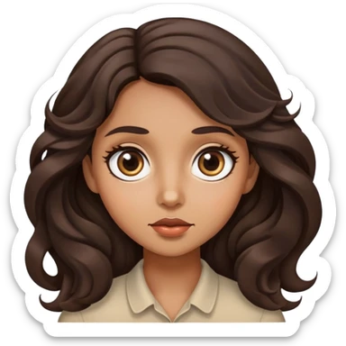 woman face with big eyes, medium skin tone, and dark wavy hair sticker