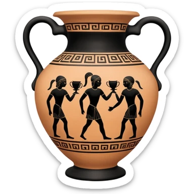 An emoji of an ancient Greek amphora vase with black-figure painting. sticker