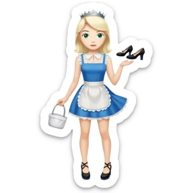 King, black hair, body, legst, blue eyes, shoes, maid blonde hair, green eyes, sexy white short sleveless dress, shoes sticker