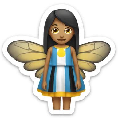 Create an emoji of a bee dress in the Argentina flag sticker