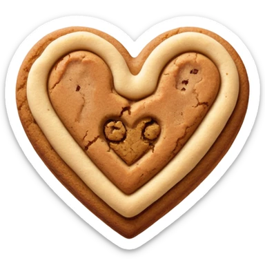 snicker doodle cookie with cinnamon powder on top in a heart shape cookie sticker