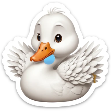 art style drawing of a white goose character looking extremely shocked sticker