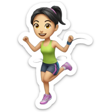 Asian girl jump roping sticker