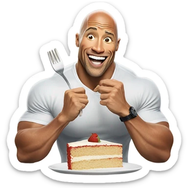 Dwayne Johnson eating cake sticker