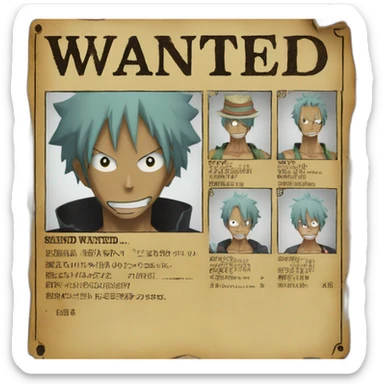 a wanted poster from one piece with buggy sticker