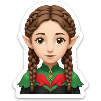 elves with braided brown  hair old man black dress  sticker