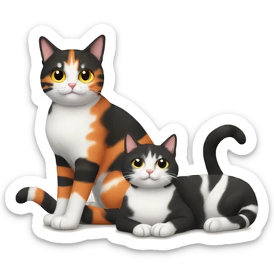 One cat with orange and white stripes + 2 black cats that are best friends sticker