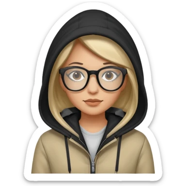 woman in hooded jackets and glasses sticker