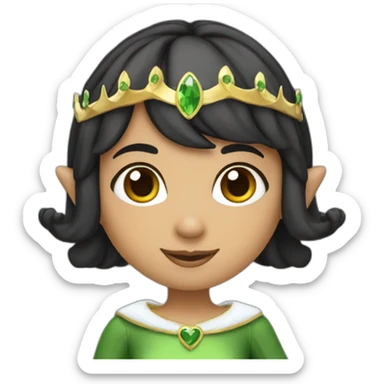 Black haired Elf girl with tiara and bob haircut sticker