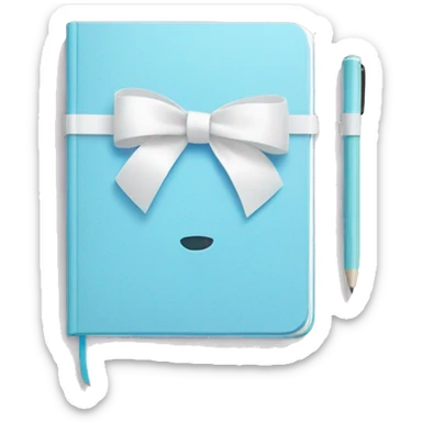 Pastel blue notebook with a white bow on it sticker