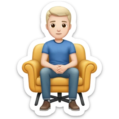 White male casual clothes sitting on chair sticker