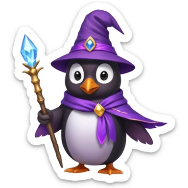Purple wizard penguine sticker