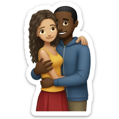 Somali guy with Spanish girlfriend hugging  sticker