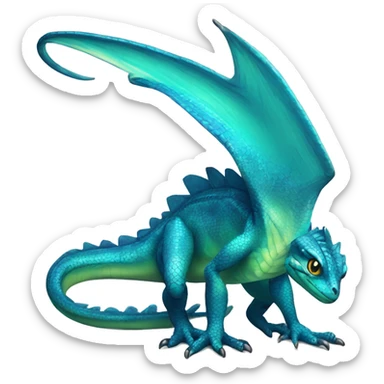 Cyan Shiny Lizard-Reptile-Raptor-Fakémon with dark-blue patterns Full Body sticker