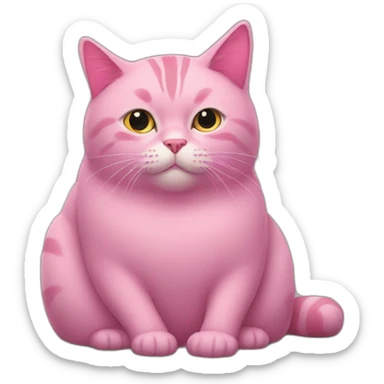 pink cat sits and watches TV sticker