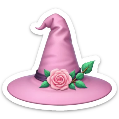 Pink Pastel Witch Hat With Rose sticker
