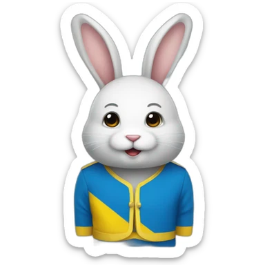 rabbit in a Ukrainian flag costume sticker