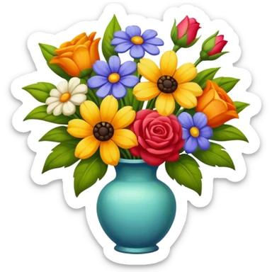 Realistic bouquet of flowers, vibrant oil painting style sticker
