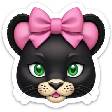 panther with a large pink bow on its head sticker