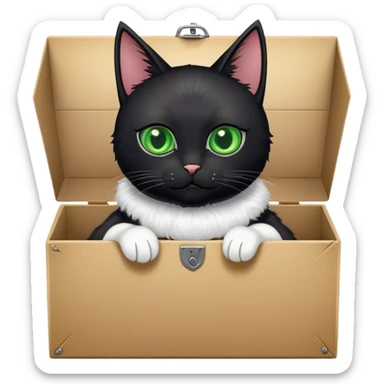 black cat in a box wearing lederhosen  sticker