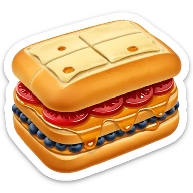 Un sandwich dorato con marmellata e mirtilli sticker
