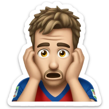 dramatic fair skin soccer fan looking at his phone and watching his bets lose sticker