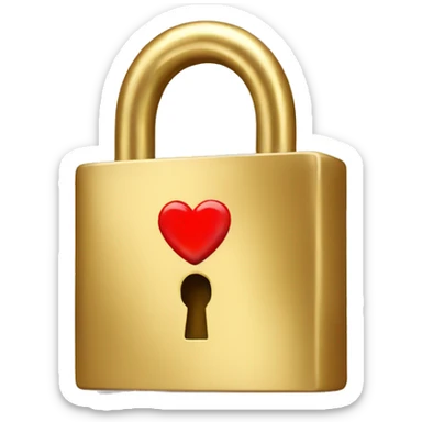 A gold padlock with a red heart sticker
