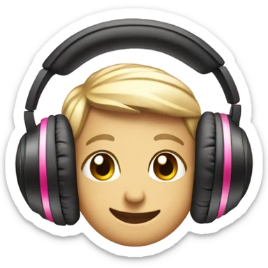 Headphones wmoji with little pink bows sticker