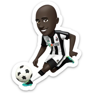 Senegalese footballer Demba Ba wears a Beşiktaş jersey and kicks the ball sticker