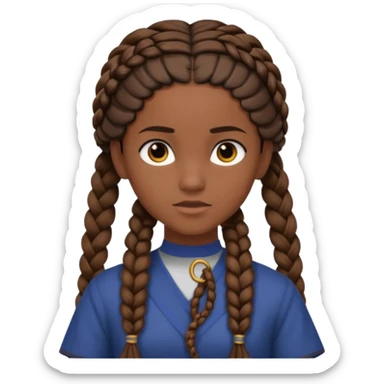 Black Annabeth Chase with brown hair half up hair with her whole head covers in braids no braids in the front sticker
