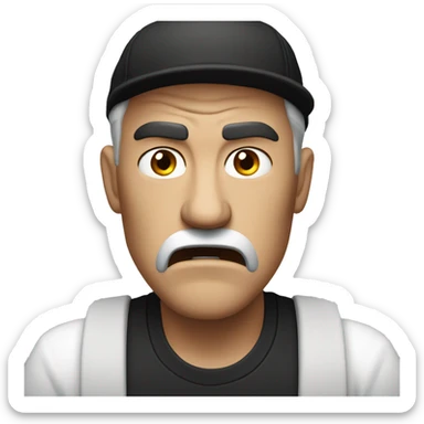  angry man wearing a black cap and a white shirt , with furious expression  sticker