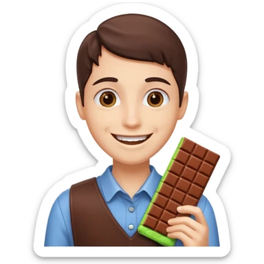 a chocolate bar being sold by a human sticker