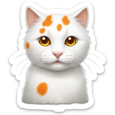 White cat orange spots sticker