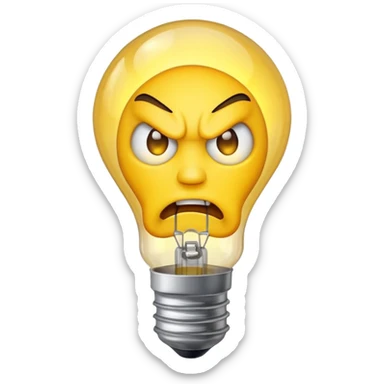 Angry emoji lightbulb sticker