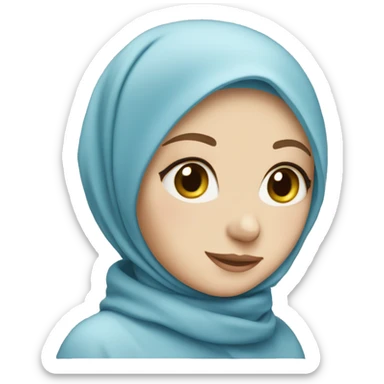 a white girl wearing soft blue hijab sticker