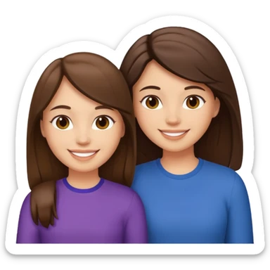 two best friends with brunette hair and light skin, smiling together sticker